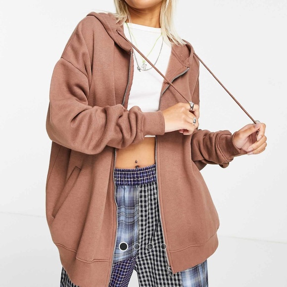 Daisy Street Tops - Brown Zip Up Hoodie